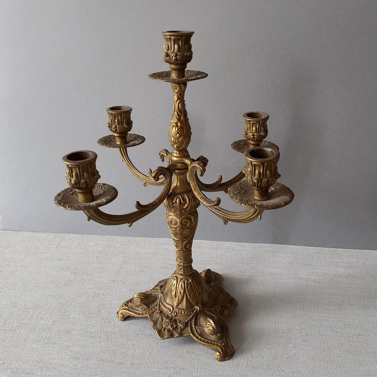 Grand bougeoir décoratif vintage pour 5 bougies