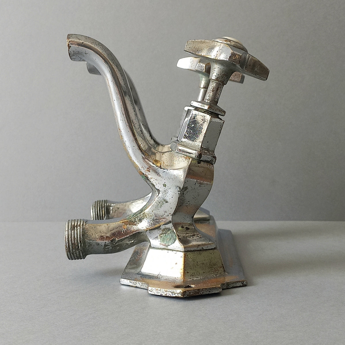 French vintage hot and cold faucet taps that are heavy, quality pieces being sold as a restoration piece or project.