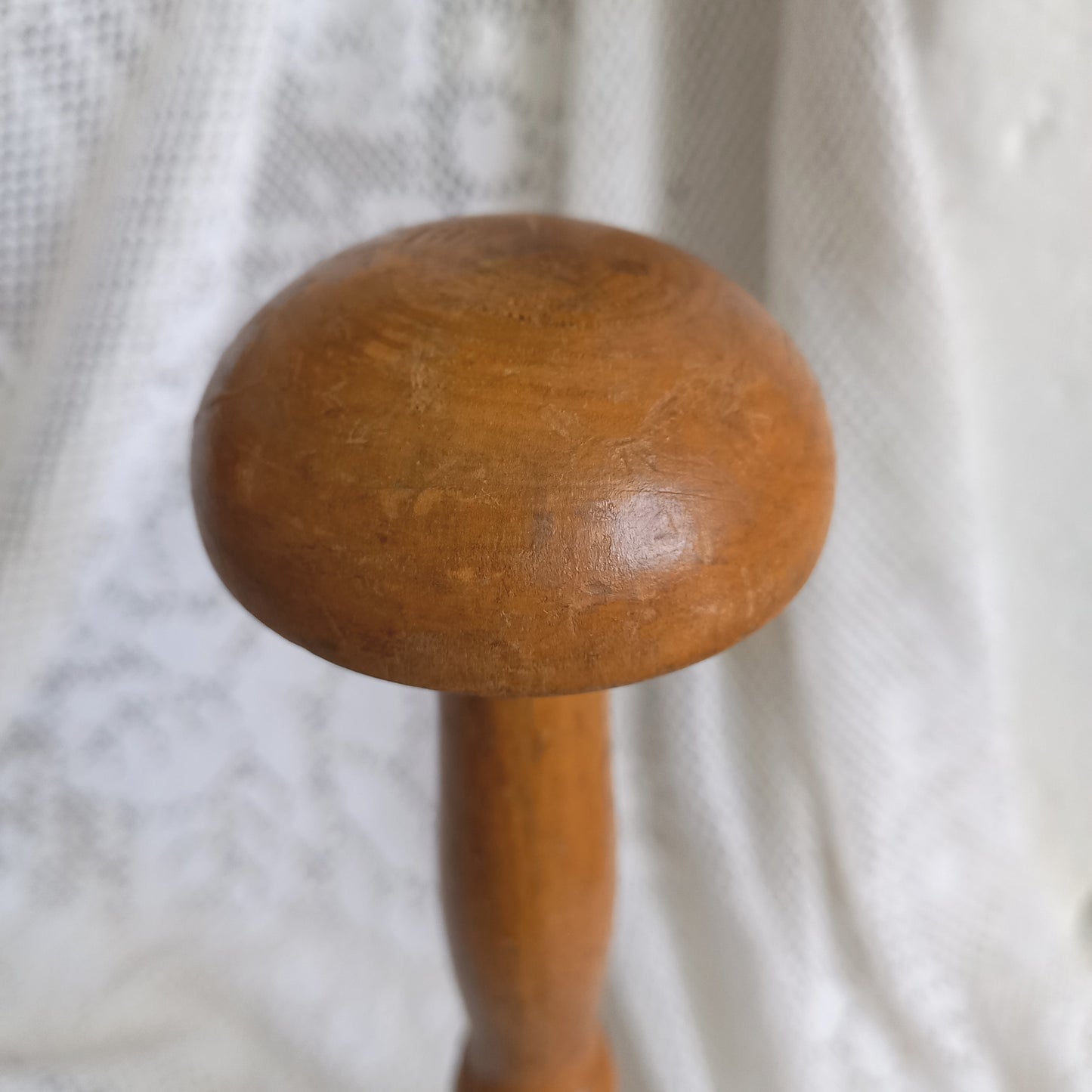 Vintage wooden hat display stand from France, wig stand, helmet display stand,