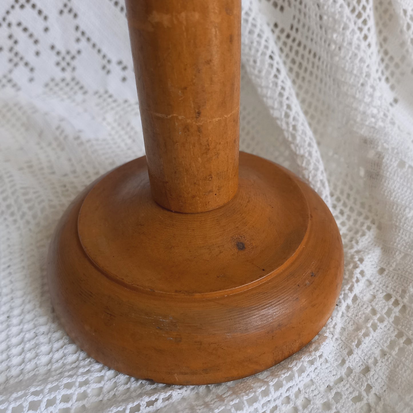 Vintage wooden hat display stand from France, wig stand, helmet display stand,