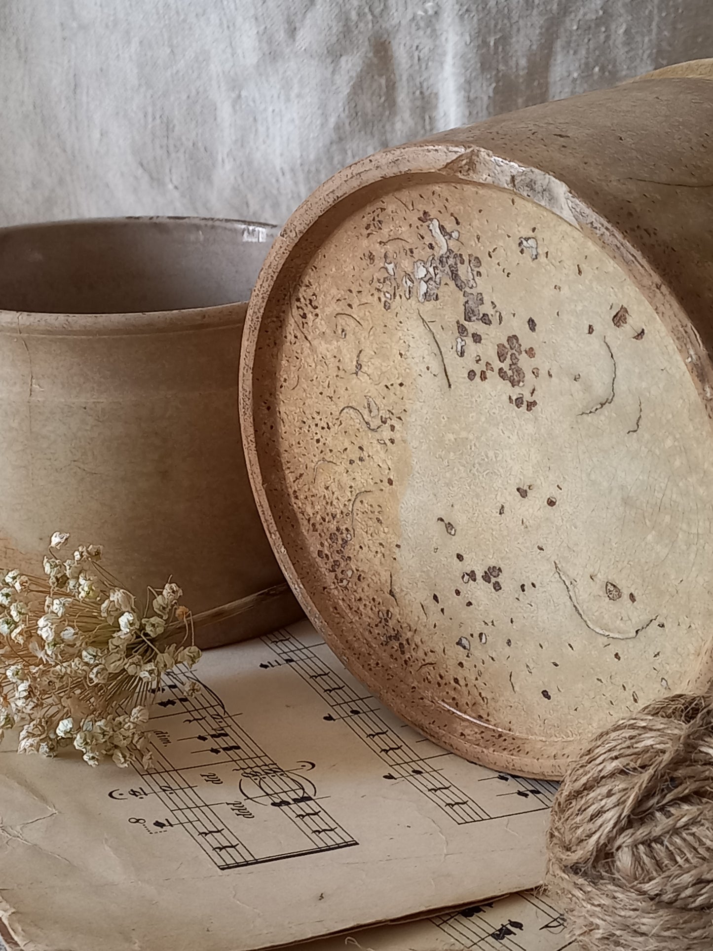 Pair of French Antique Ironstone Jam Pots Or Crock Pots