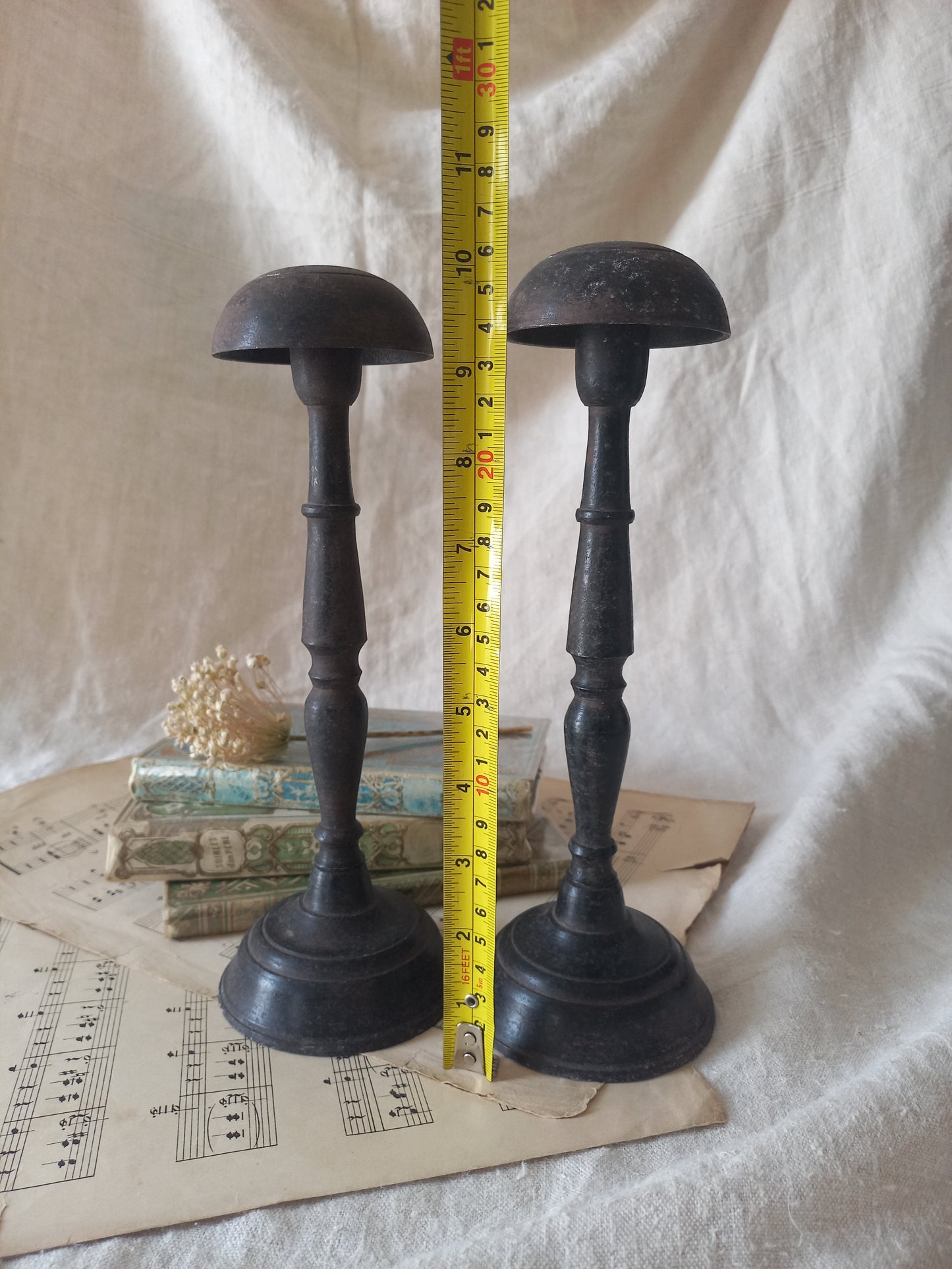 Pair of Antique Parisian Metal Hat Stands, Milliner's Stands