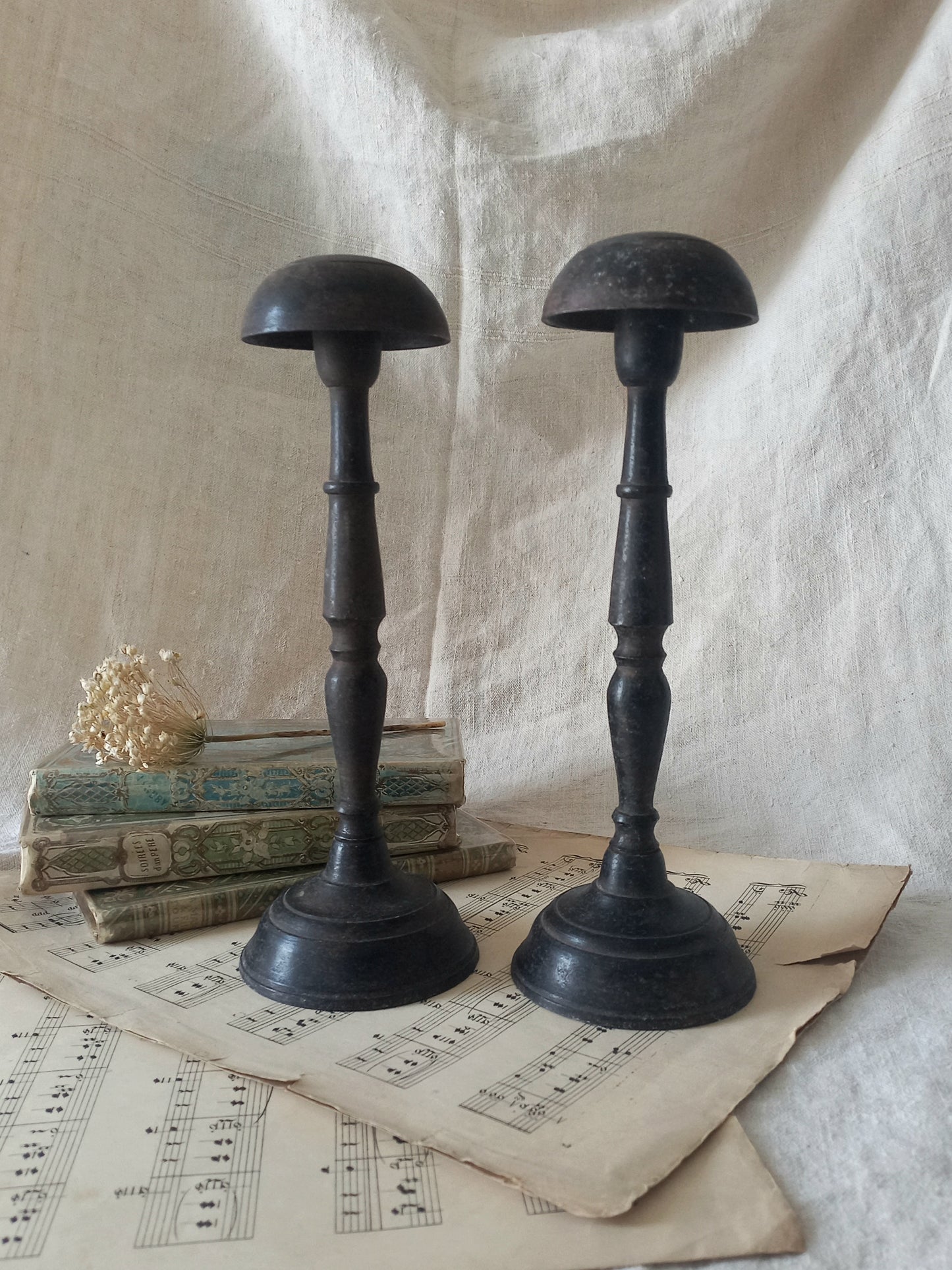 Pair of Antique Parisian Metal Hat Stands, Milliner's Stands