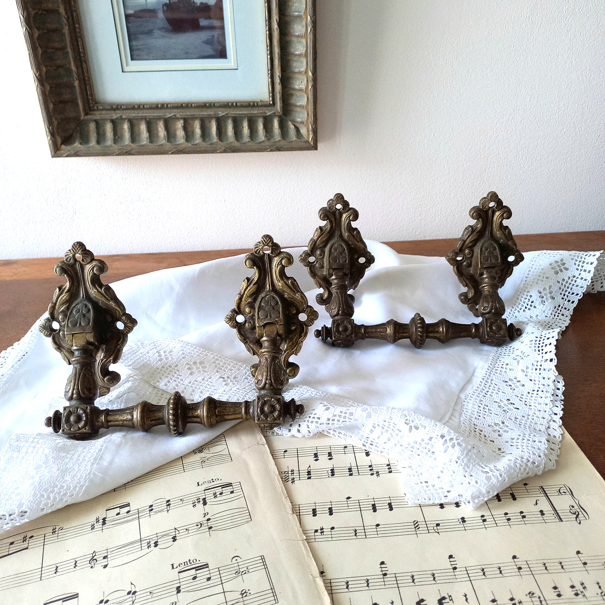 A beautiful pair of decorative French antique drawer pulls, heavy quality pieces that are not found these days. The perfect pieces for finishing off your furniture.