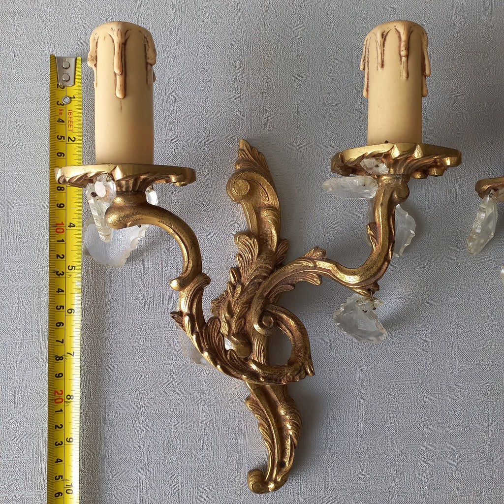 Appliques murales françaises en verre et cristal vintage