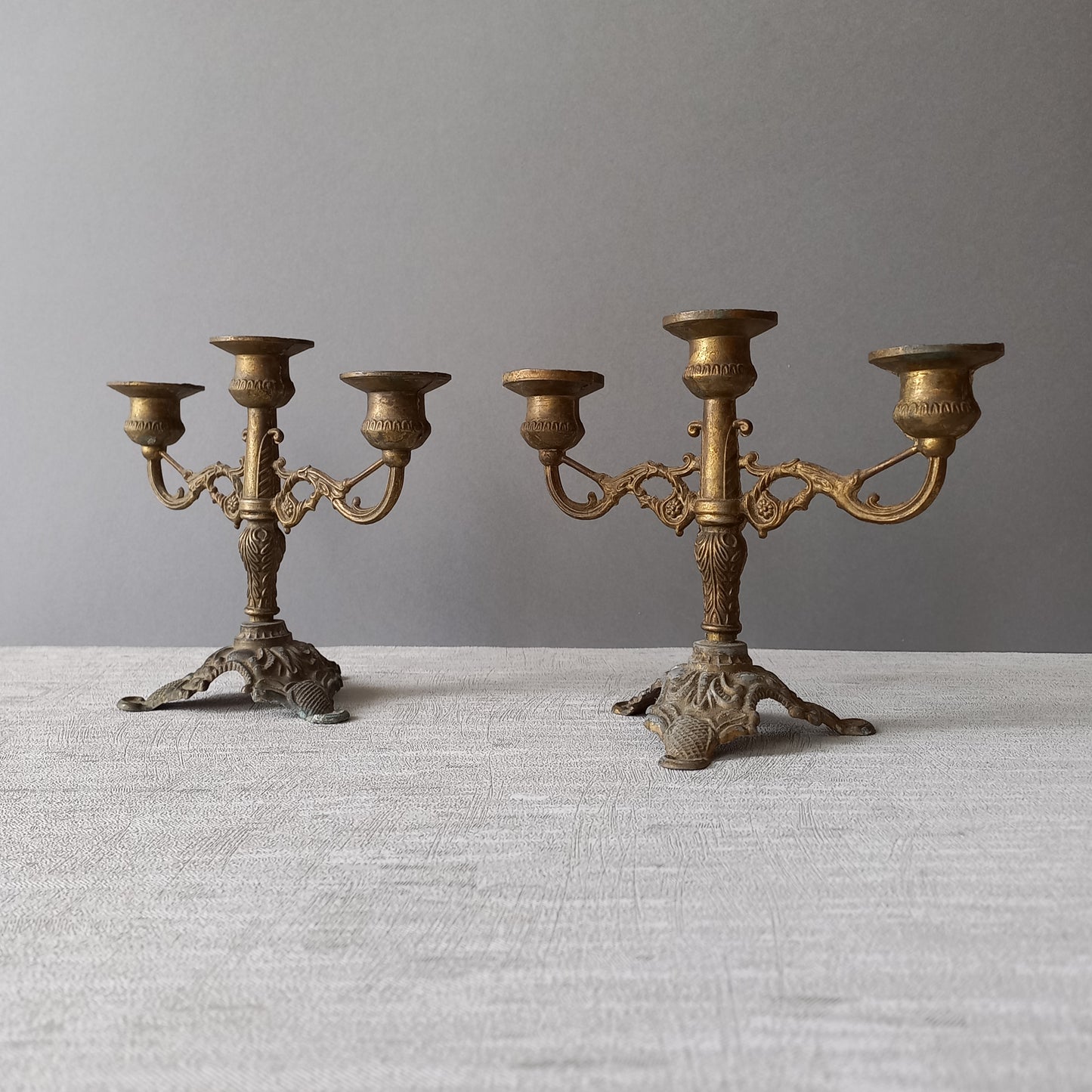 Pair of small vintage candle holders, small antique candelabras