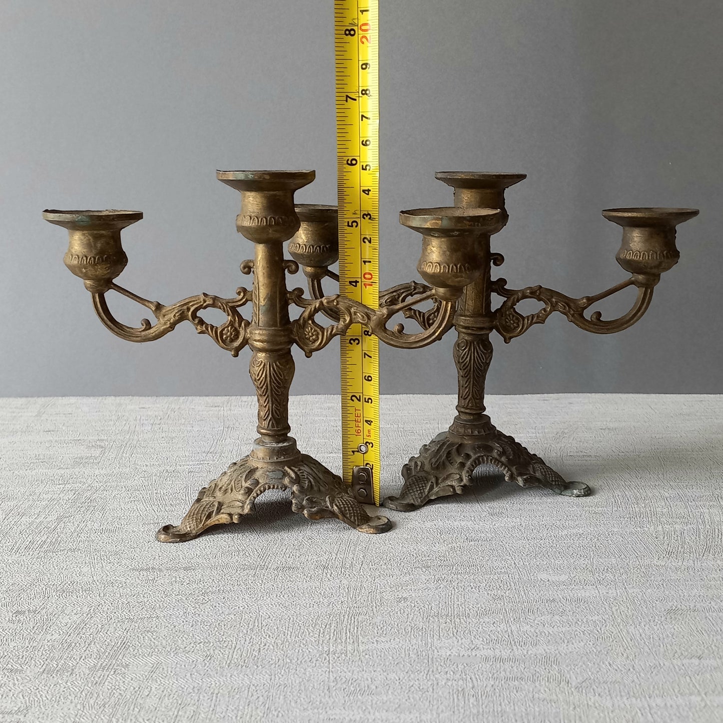 Pair of small vintage candle holders, small antique candelabras