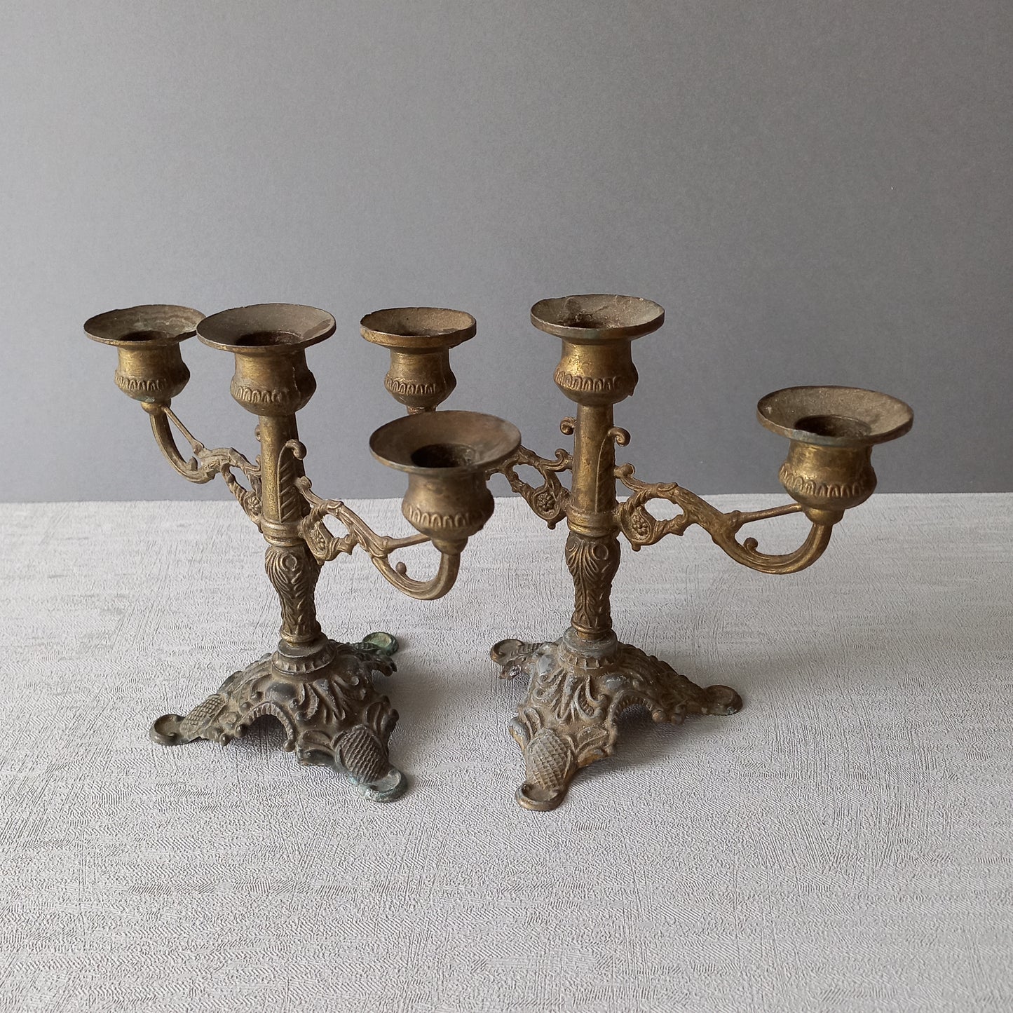 Pair of small vintage candle holders, small antique candelabras