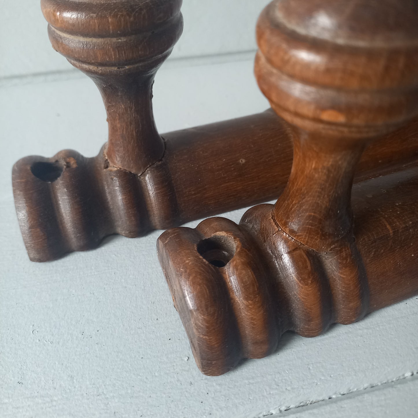 Pair wooden 3 peg coat racks, french vintage small coat rack