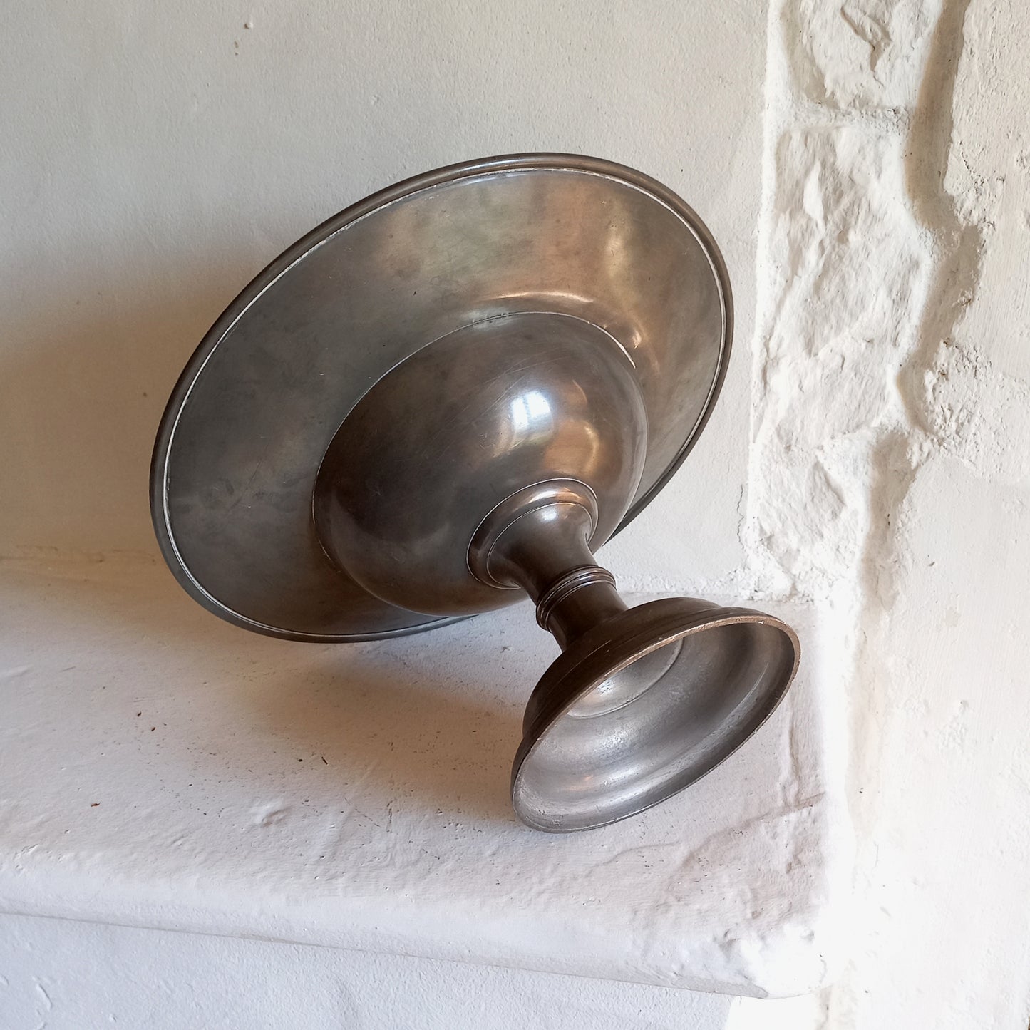 Vintage pewter compote fruit dish or fruit bowl