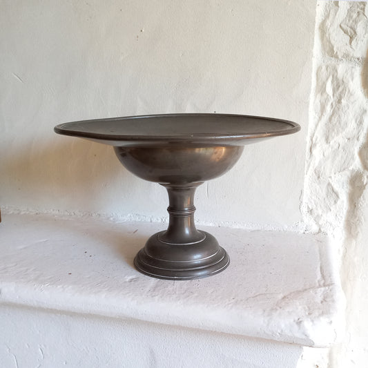 Vintage pewter compote fruit dish or fruit bowl