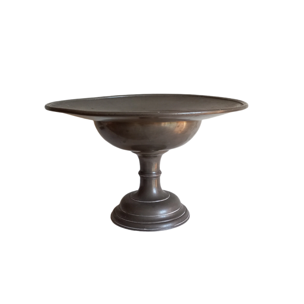 A stunning vintage/antique pewter compote, a shapely and wonderful piece.