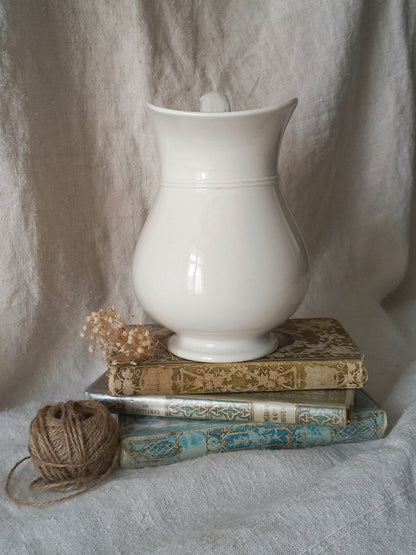 Small French Antique White Ornamental Ironstone/Earthenware Jug