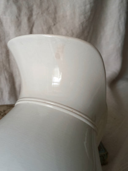 Small antique white ironstone/earthenware jug by premier French manufacturer, Sarreguemines.