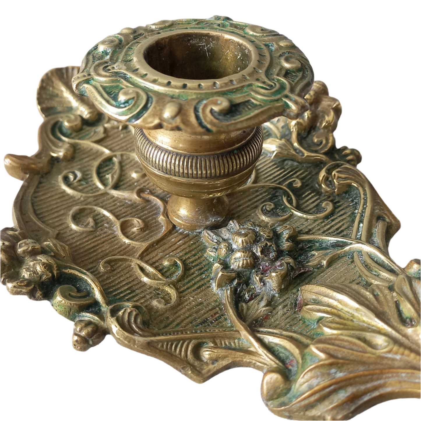 An original French art nouveau brass chamber stick, a small and decorative antique candle holder that will be a welcome addition to any interior.