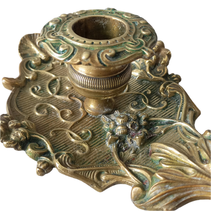An original French art nouveau brass chamber stick, a small and decorative antique candle holder that will be a welcome addition to any interior.