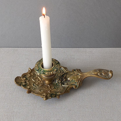 An original French art nouveau brass chamber stick, a small and decorative antique candle holder that will be a welcome addition to any interior.