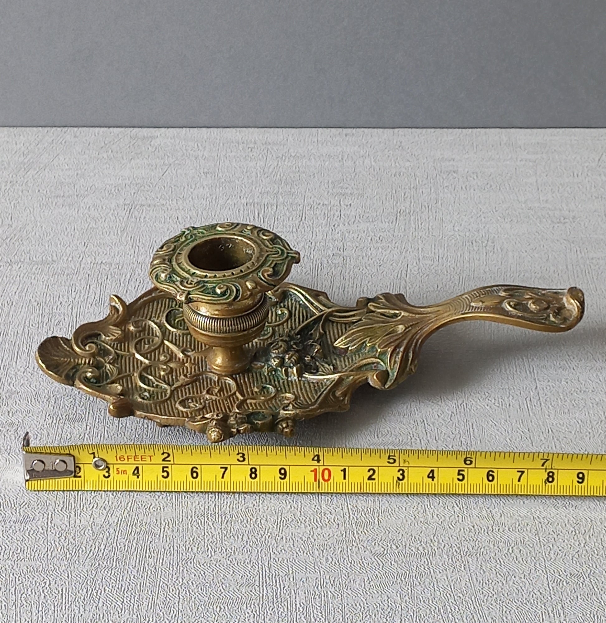 An original French art nouveau brass chamber stick, a small and decorative antique candle holder that will be a welcome addition to any interior.
