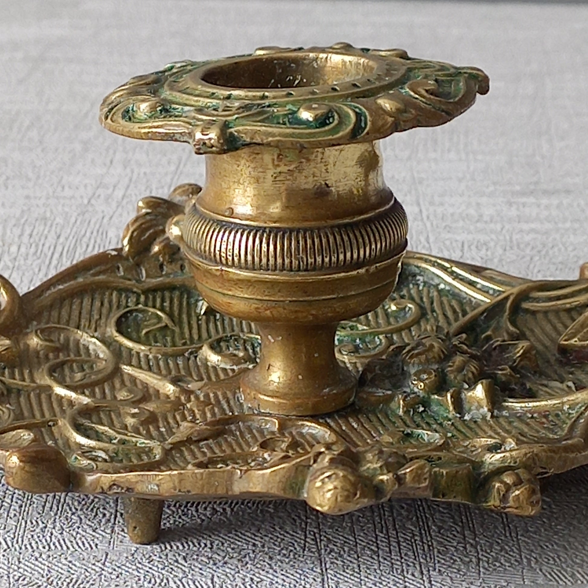 An original French art nouveau brass chamber stick, a small and decorative antique candle holder that will be a welcome addition to any interior.