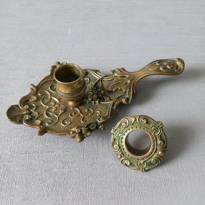 An original French art nouveau brass chamber stick, a small and decorative antique candle holder that will be a welcome addition to any interior.