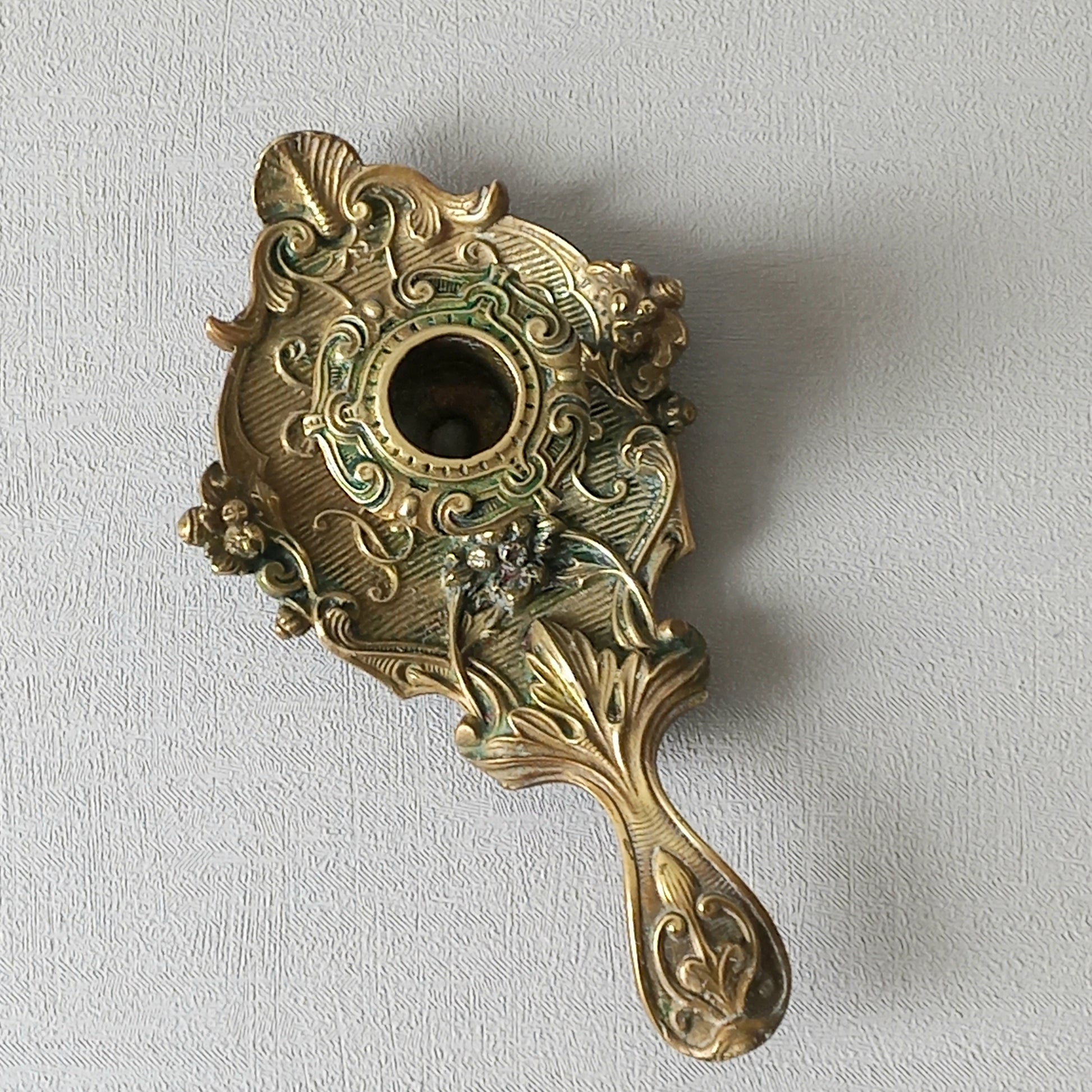 An original French art nouveau brass chamber stick, a small and decorative antique candle holder that will be a welcome addition to any interior.