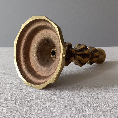 Small French vintage decorative brass bronze candle holder, a heavy piece for its size. Makes a very nice piece of practical home decor or is perfect as a vintage gift.