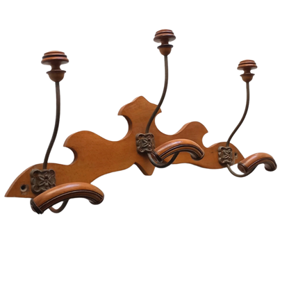 French Vintage 3 Peg Coat and Hat Rack, Wall Decor