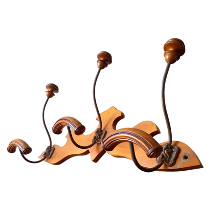 French Vintage 3 Peg Coat and Hat Rack, Wall Decor
