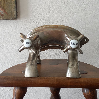 French Vintage Hot And Cold Faucet Taps For Restoration