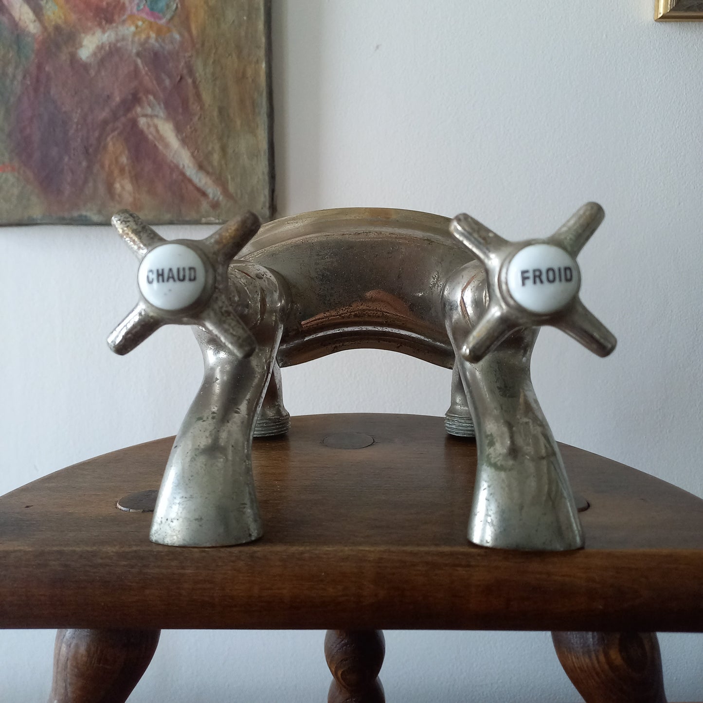 French Vintage Hot And Cold Faucet Taps For Restoration