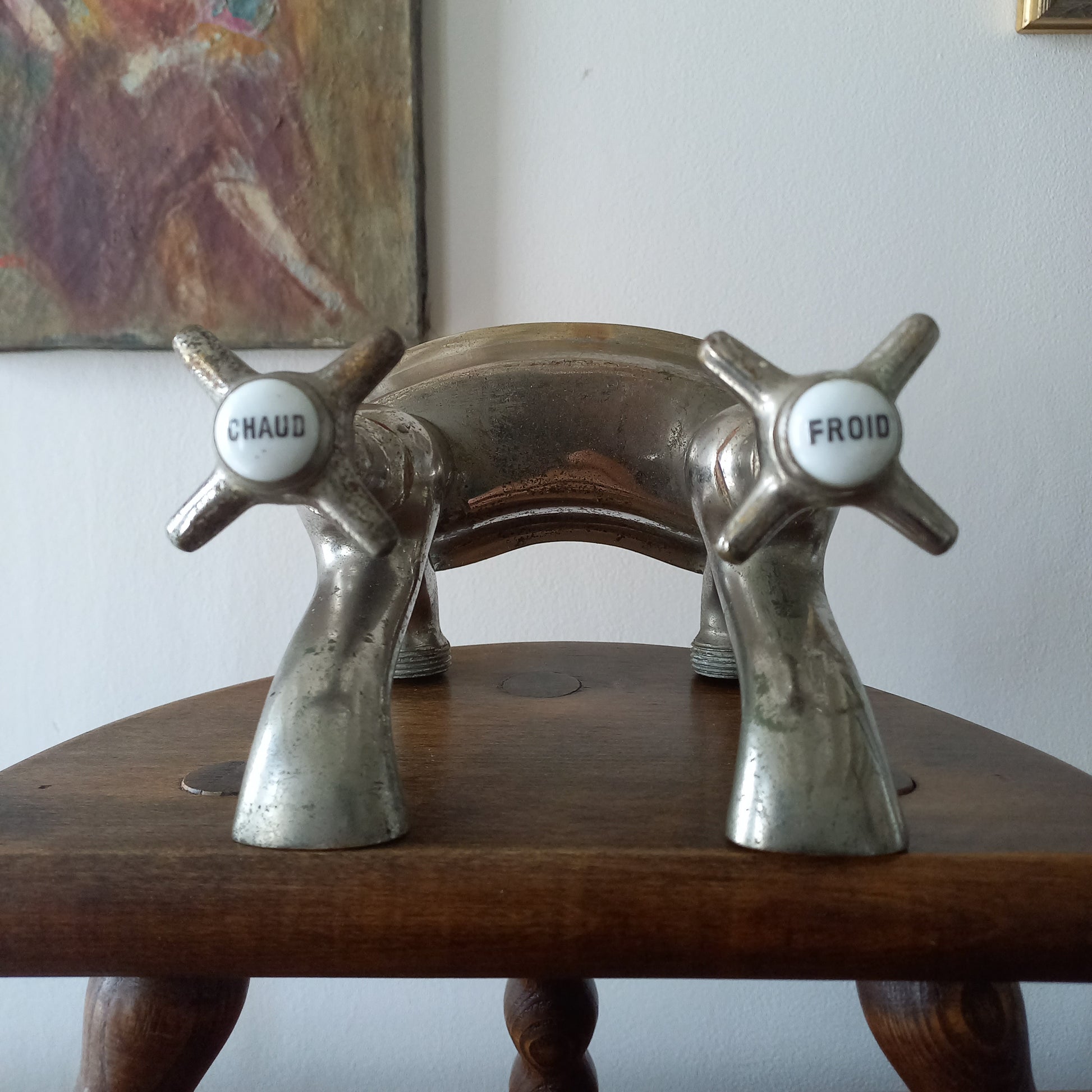 French Vintage Hot And Cold Faucet Taps For Restoration