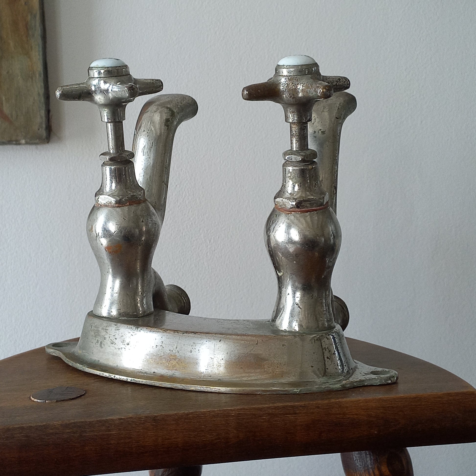 French Vintage Hot And Cold Faucet Taps For Restoration