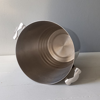 A French vintage chrome metal art deco style champagne bucket, wine cooler or ice bucket, a heavy, quality piece.
