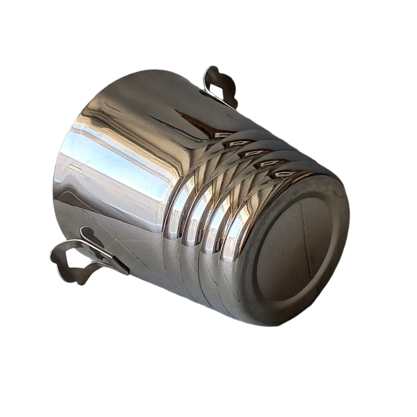 A French vintage chrome metal art deco style champagne bucket, wine cooler or ice bucket, a heavy, quality piece.