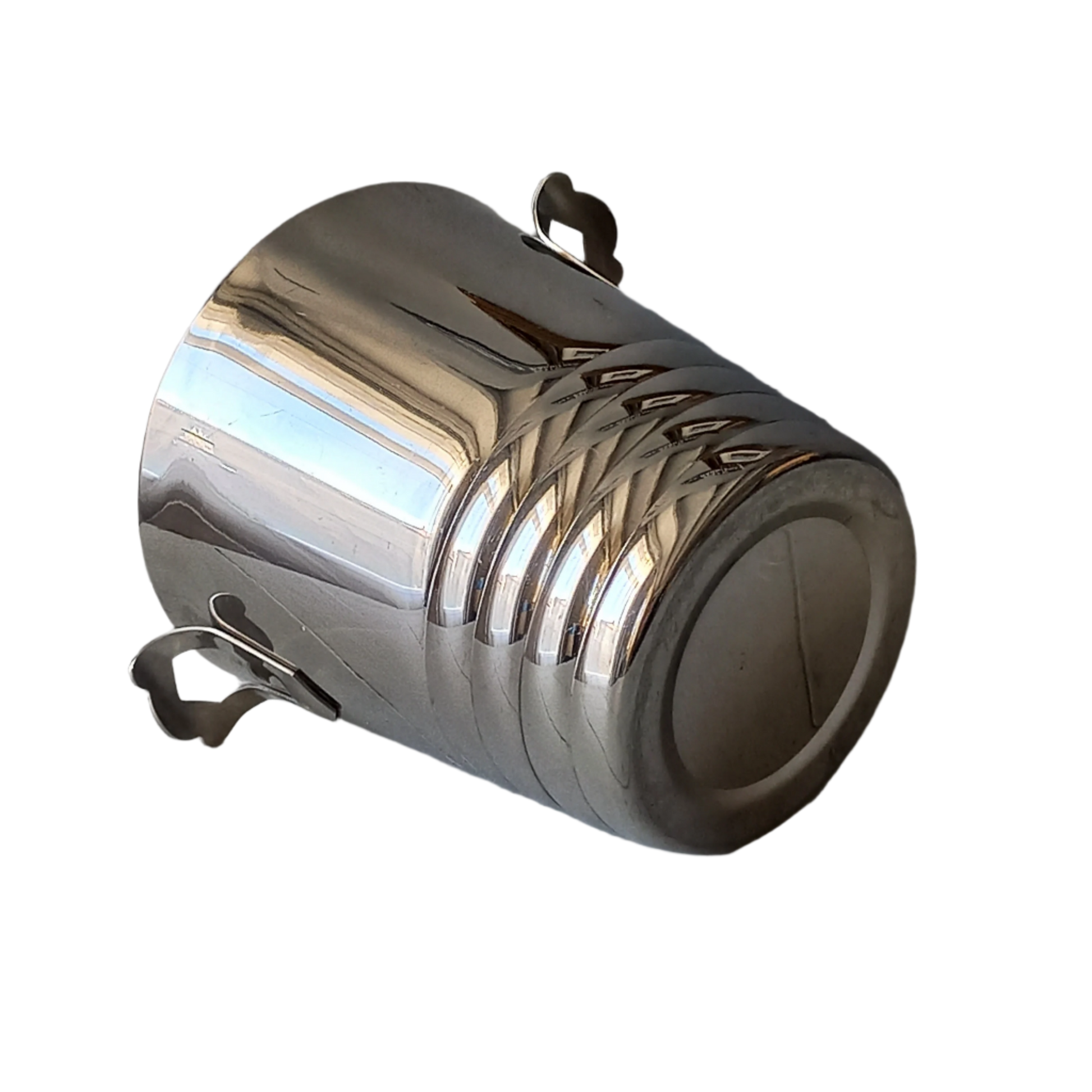 A French vintage chrome metal art deco style champagne bucket, wine cooler or ice bucket, a heavy, quality piece.