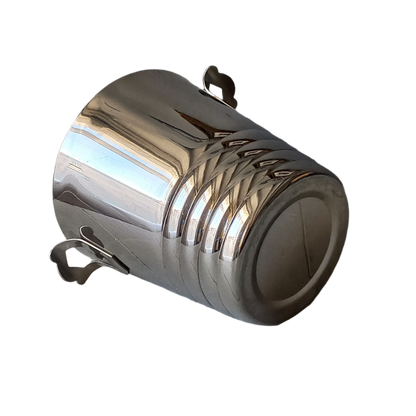 A French vintage chrome metal art deco style champagne bucket, wine cooler or ice bucket, a heavy, quality piece.