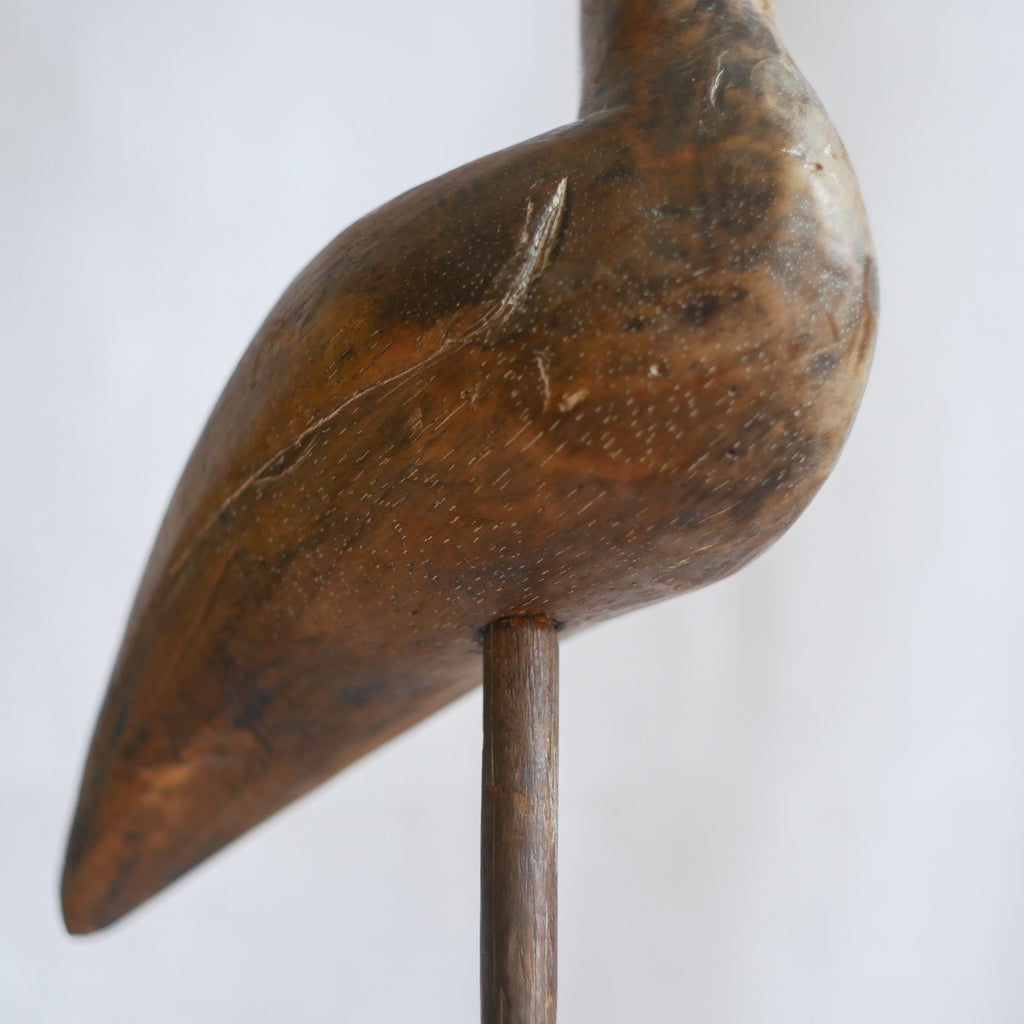 An attractive vintage wooden bird ornament, a piece of primitive folk art purchased here in France. This wonderful bird will make excellent decor in any interior and is also very cute!