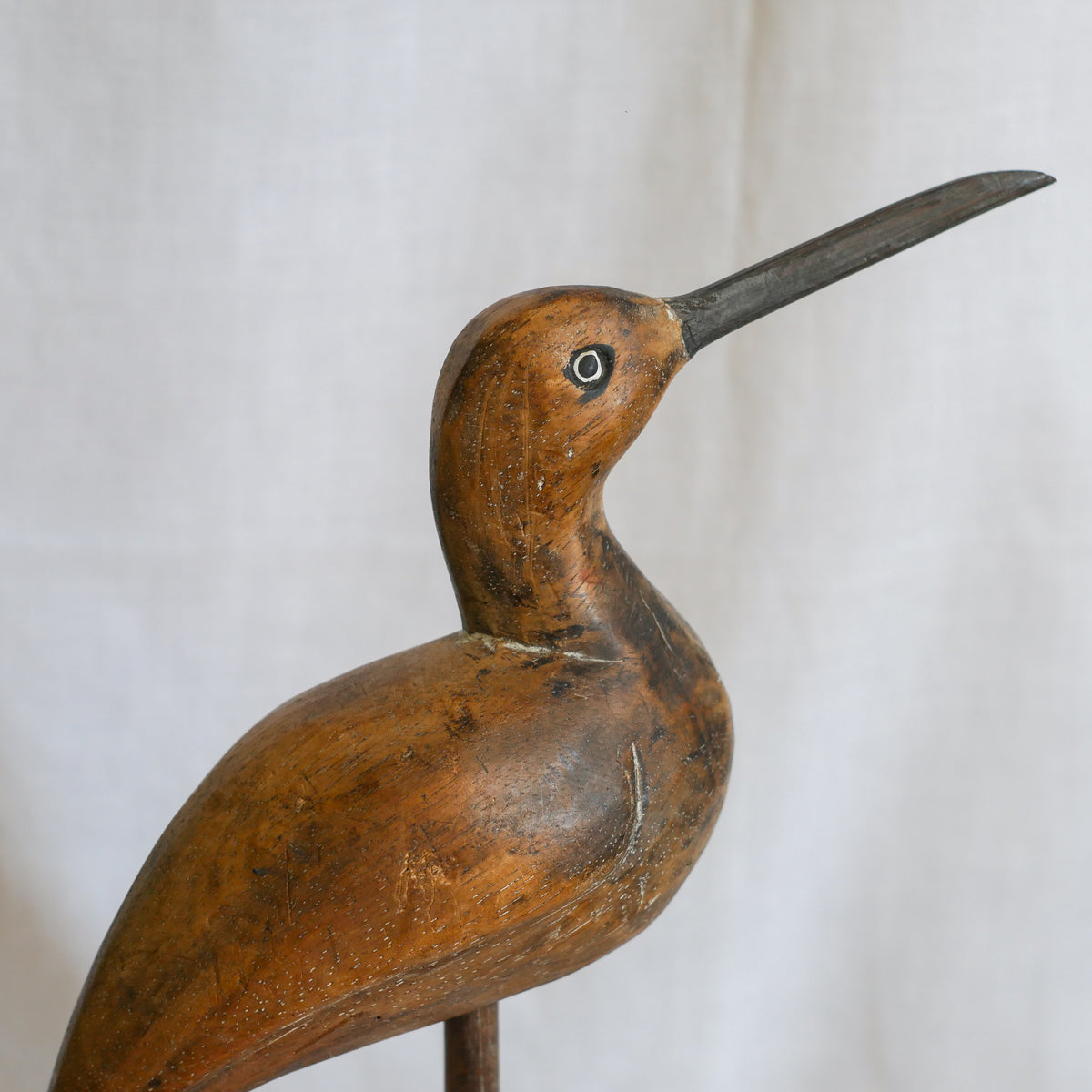 An attractive vintage wooden bird ornament, a piece of primitive folk art purchased here in France. This wonderful bird will make excellent decor in any interior and is also very cute!