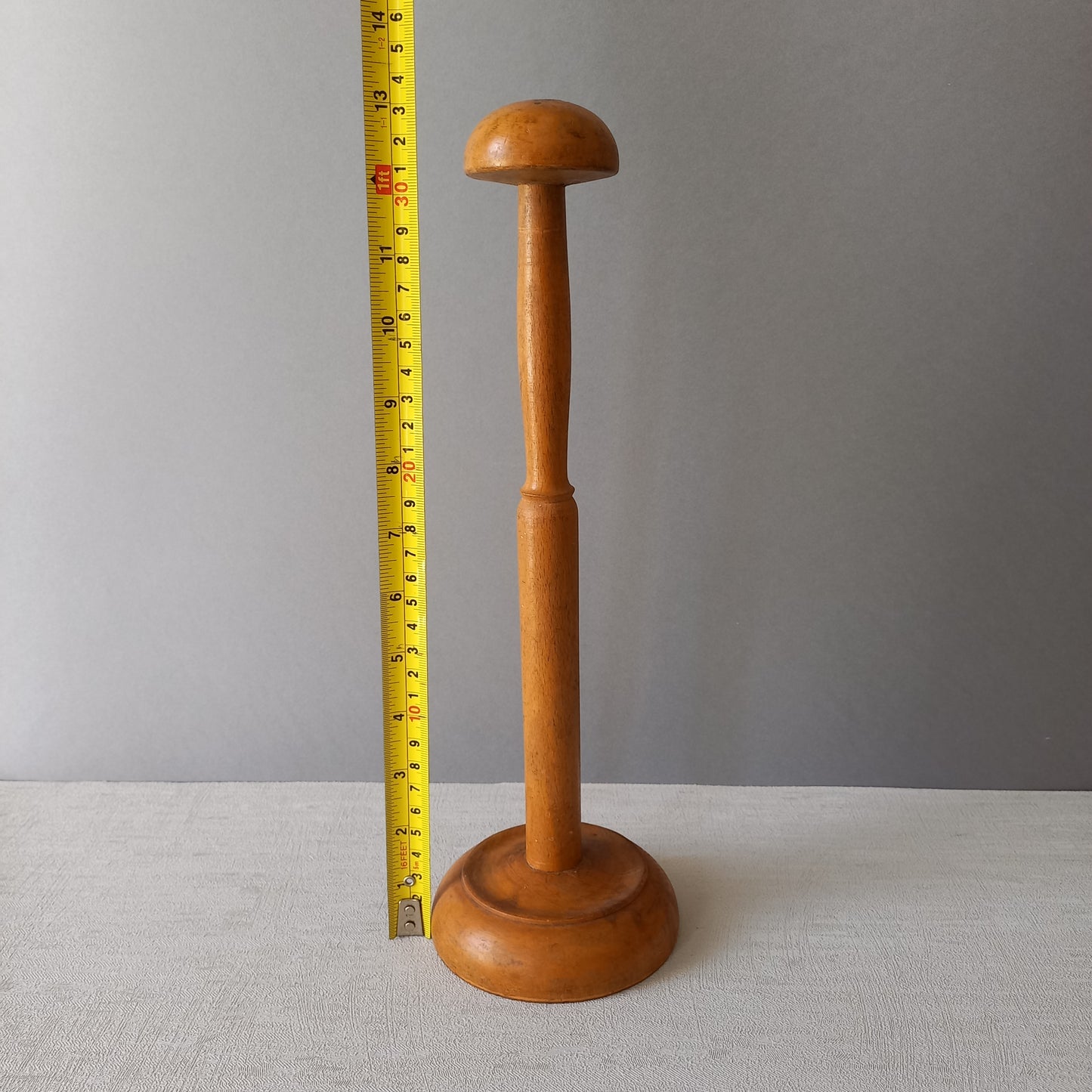 French vintage wooden hat stand for hat and helmets, head wear display stand made from wood