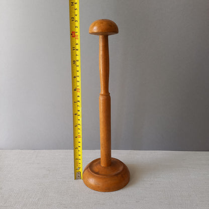 French vintage wooden hat stand for hat and helmets, head wear display stand made from wood