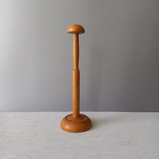 French vintage wooden hat stand for hat and helmets, head wear display stand made from wood