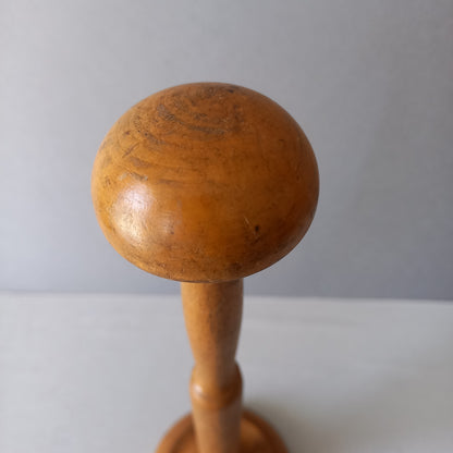 French vintage wooden hat stand for hat and helmets, head wear display stand made from wood