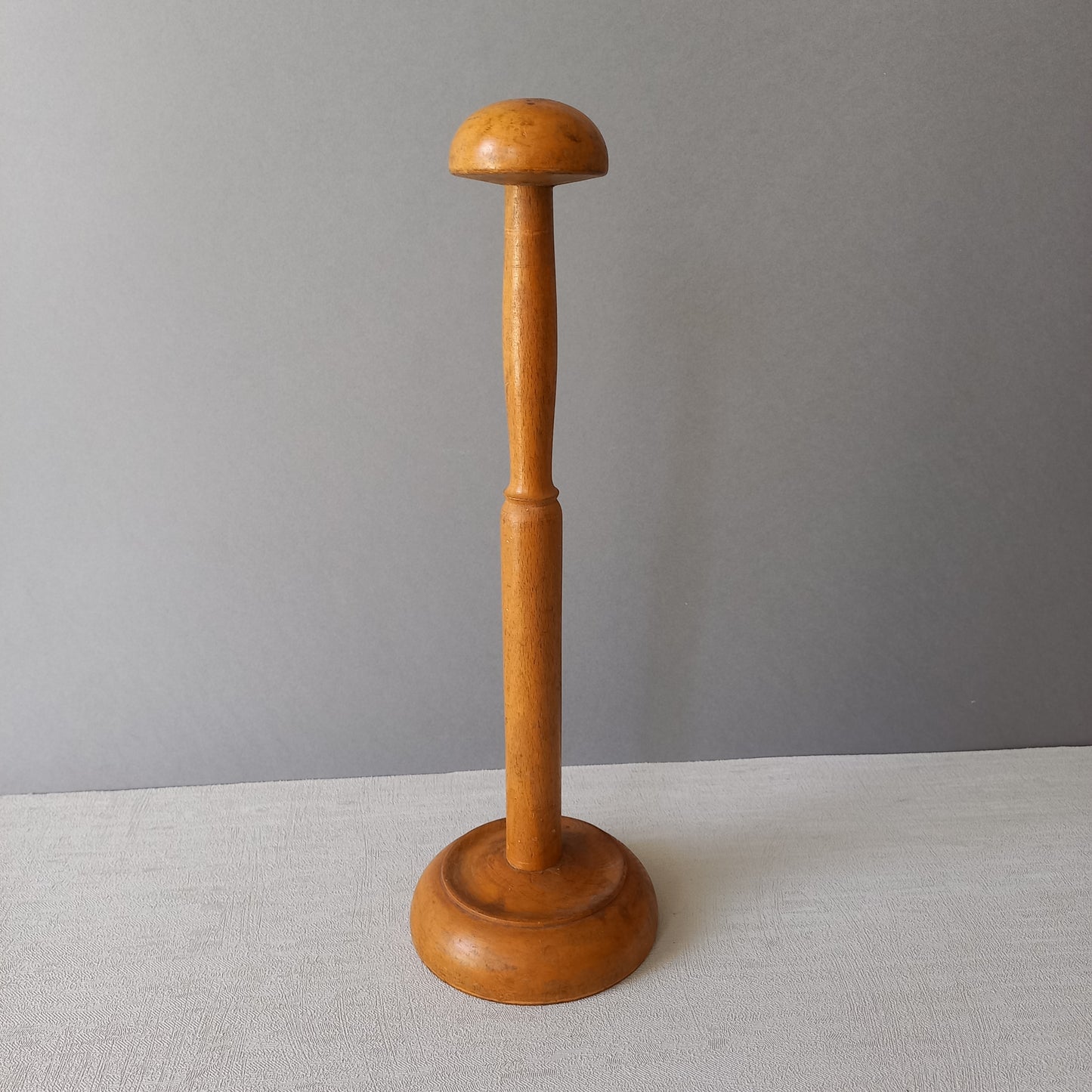 French vintage wooden hat stand for hat and helmets, head wear display stand made from wood