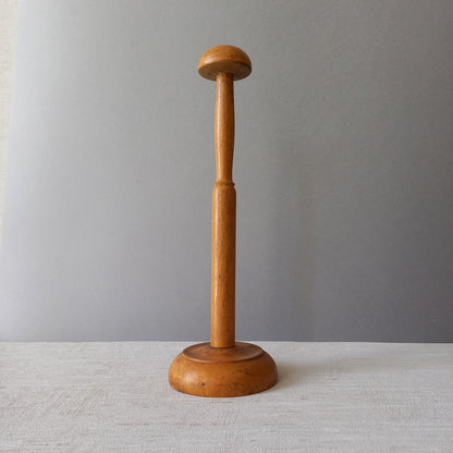 French vintage wooden hat stand for hat and helmets, head wear display stand made from wood