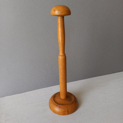 French vintage wooden hat stand for hat and helmets, head wear display stand made from wood