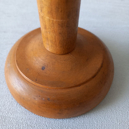 Vintage wooden hat display stand from France, wig stand, helmet display stand