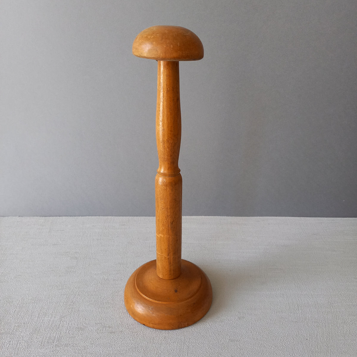 A sturdy little French vintage wooden hat stand which will be great for displaying your hats, helmets, etc. In summary, a nice authentic French vintage piece from France.