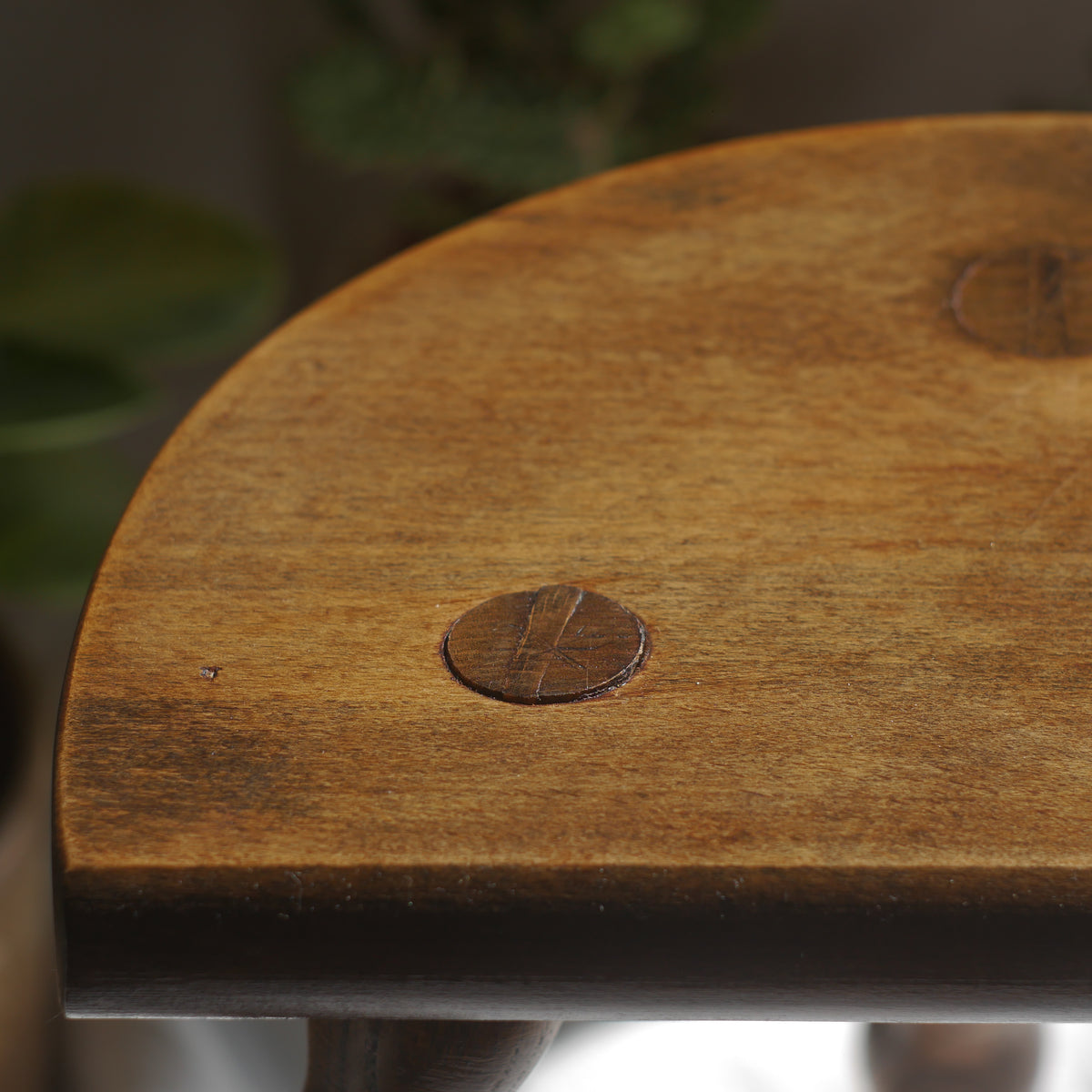 Vintage French Wooden Stool with Three Turned Legs, Decorative Use Only