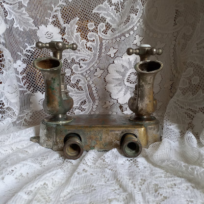 French vintage hot and cold faucet taps for restoration