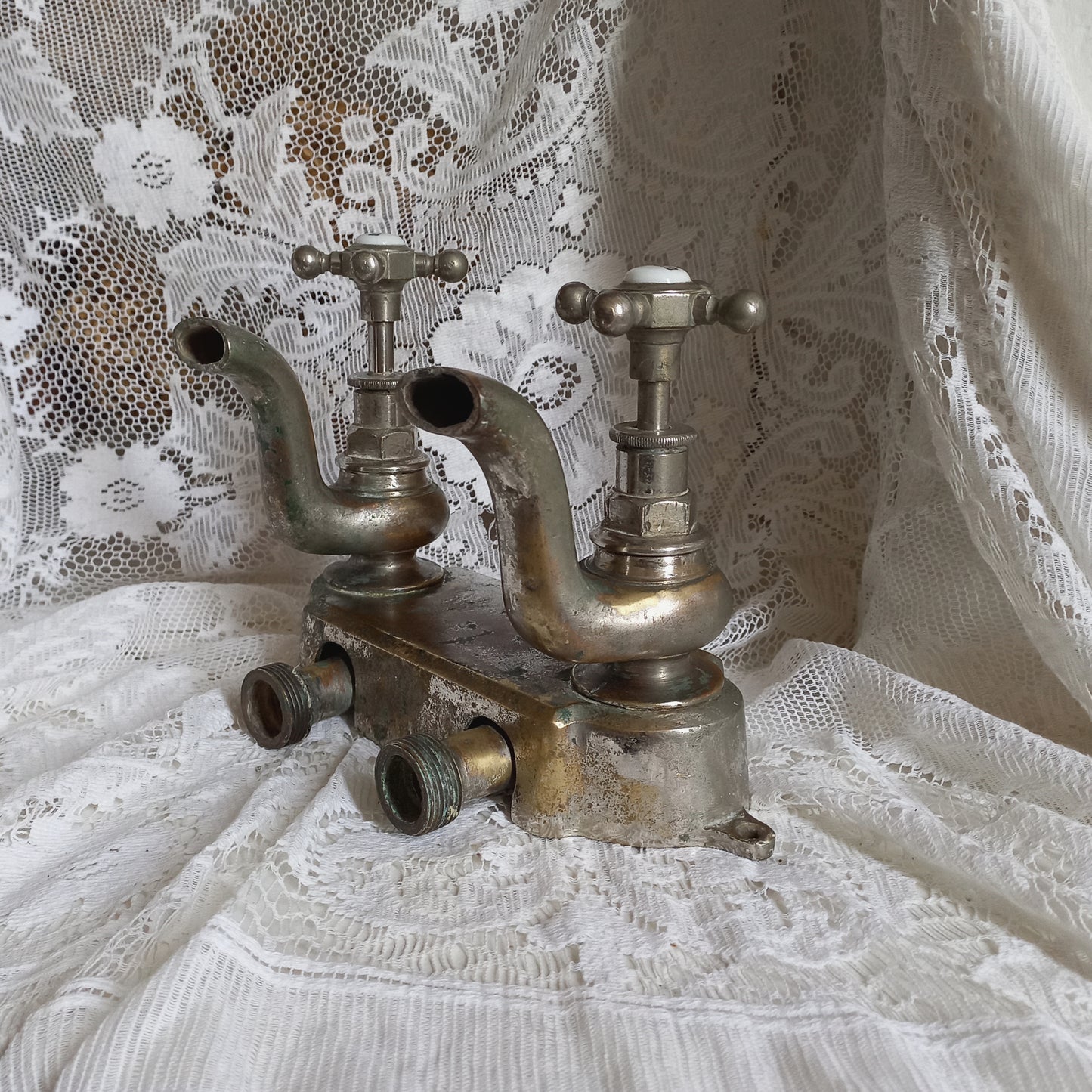 French vintage hot and cold faucet taps for restoration